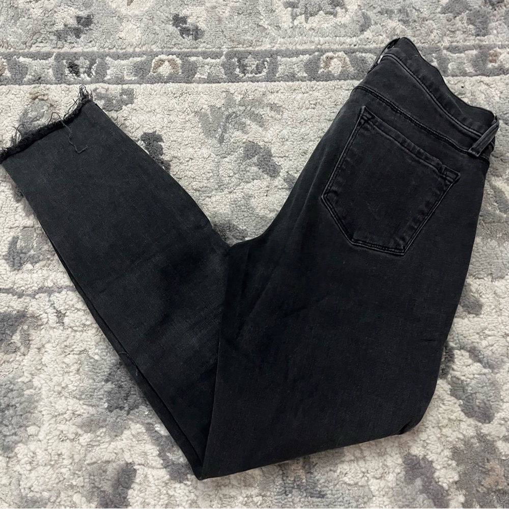 J Brand Black Cropped Ripped Skinny Jeans